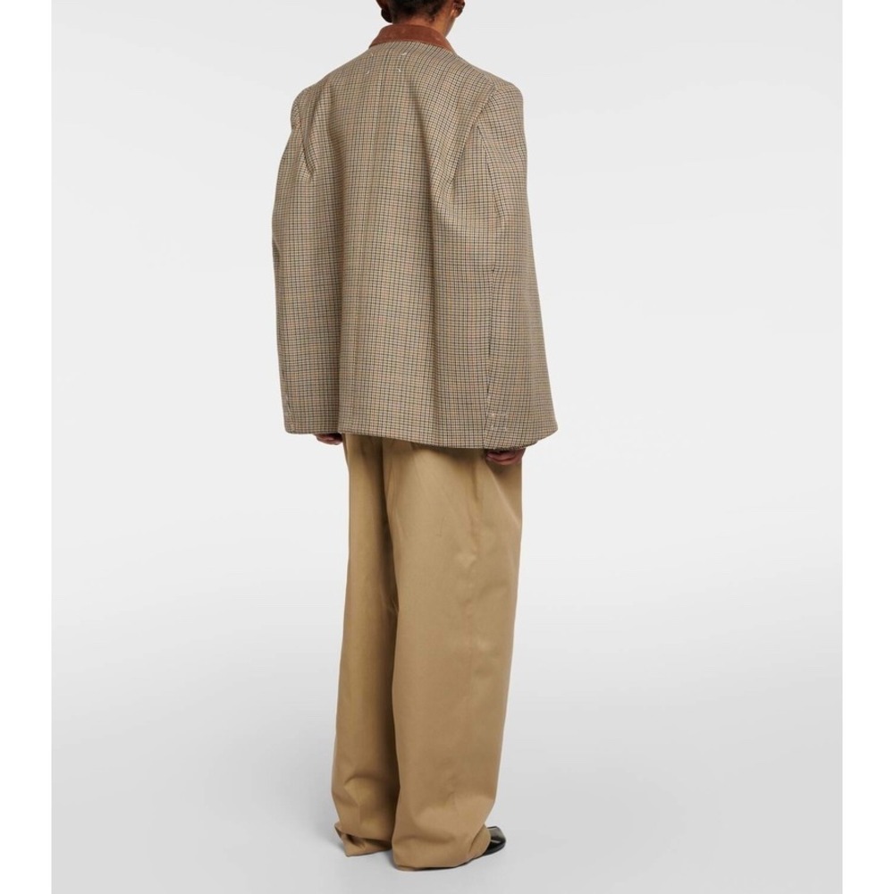 Maison Margiela Houndstooth Plaid Cape Jacket Brown Camel Wool IT 44 US Size 12 - Picture 4 of 16
